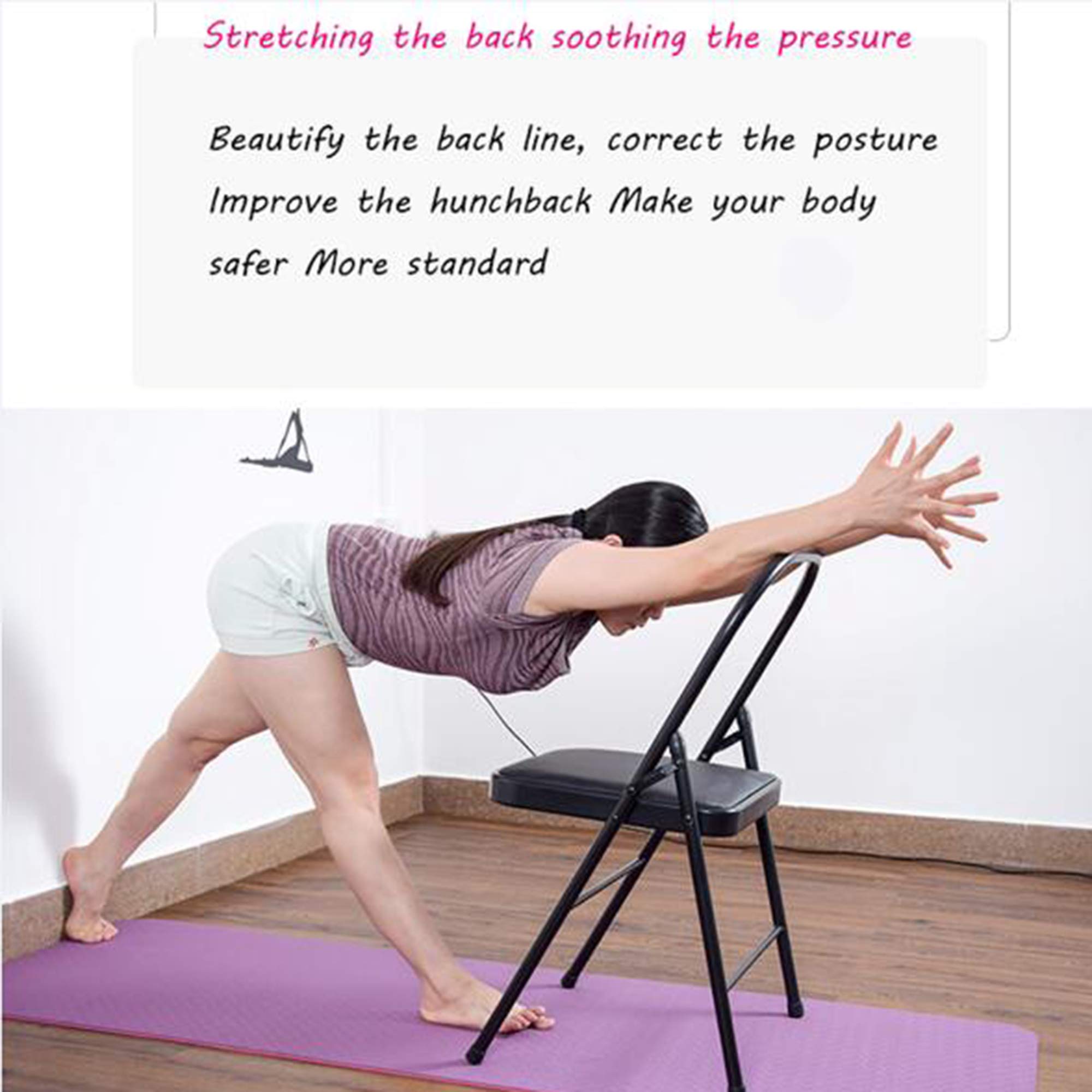 Sedia da Yoga, Sedia Ausiliaria Pieghevole per Uso Domestico, Sedia da Yoga Iyengar Ispessita con Capestro, Sedia Pieghevole, Sedia per Yoga, Sgabello,