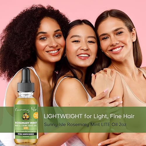 Miniatura 2 de Sunny Isle Aceite de menta de romero para el cabello y raíces fuertes, 2 onzas, para cabello ligero y fino, infundido con biotina y aceite de ricino