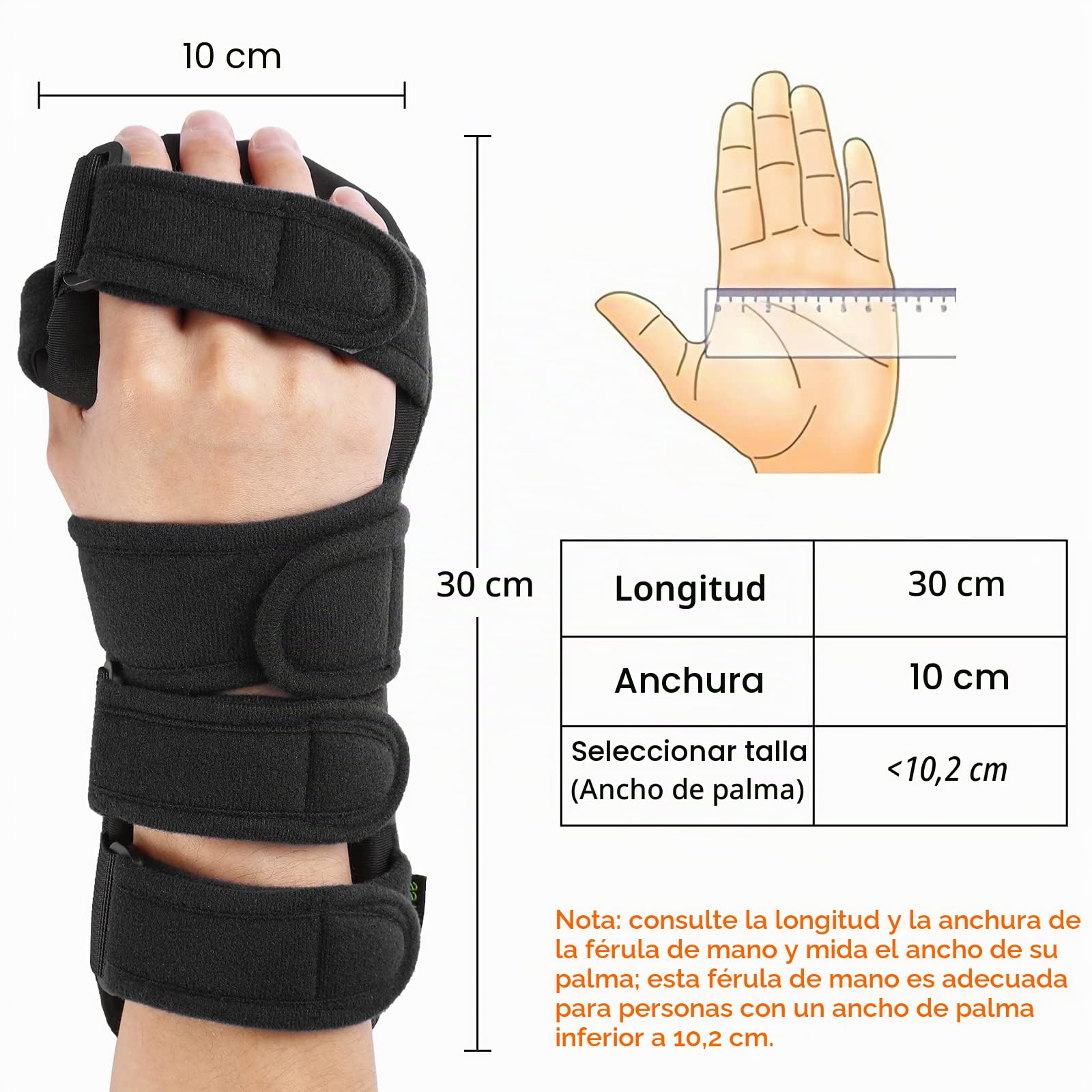 Férula de mano en reposo derecha e izquierda con separador de dedos Inmovilizador nocturno funcional Férula de dedo de la muñeca para el dolor del túnel carpiano, tendinitis (Derecho,Negro)