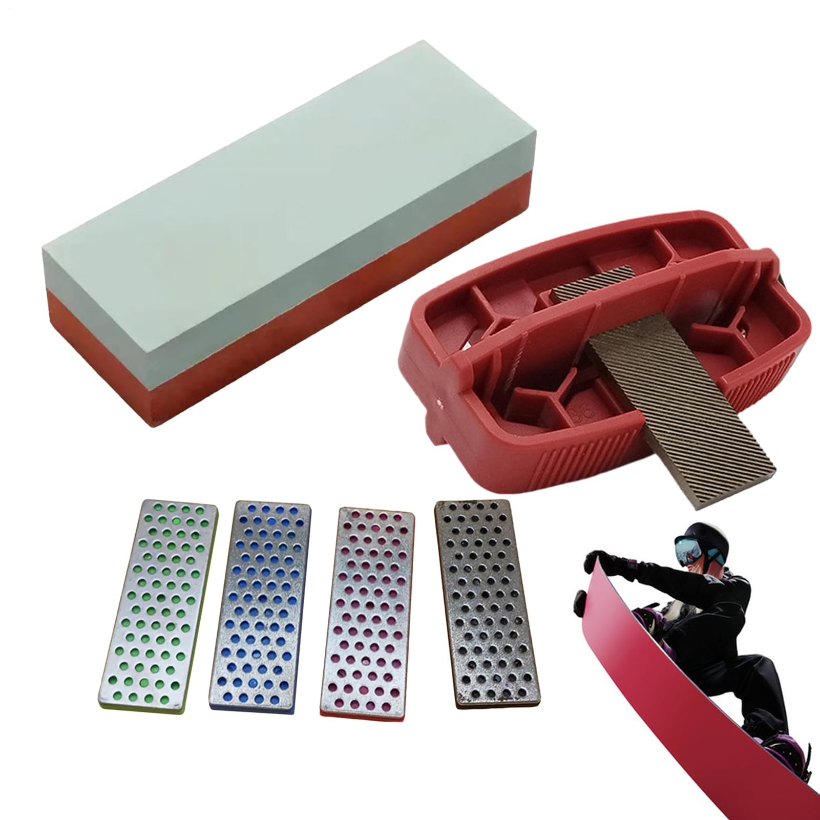 Affilabordi per snowboard, set di affilatura ergonomico regolabile, kit di accordatura per snowboard, per manutenzione, famiglia, amici, sport all'aria aperta, sci, snowboard, inverno