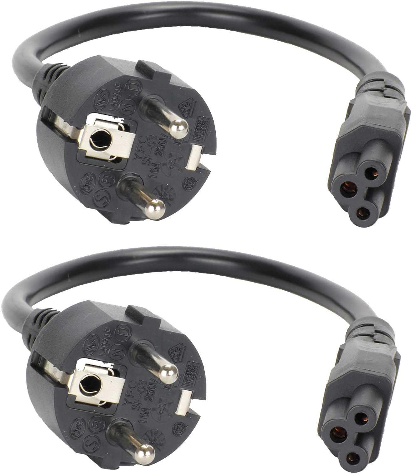 Economy pack: power cable earthing contact plug to clover leaf (30 cm, straight) 2 pieces