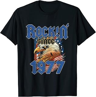 US American Bald Eagle Vintage Birthday Rockin' Since 1977 T-Shirt