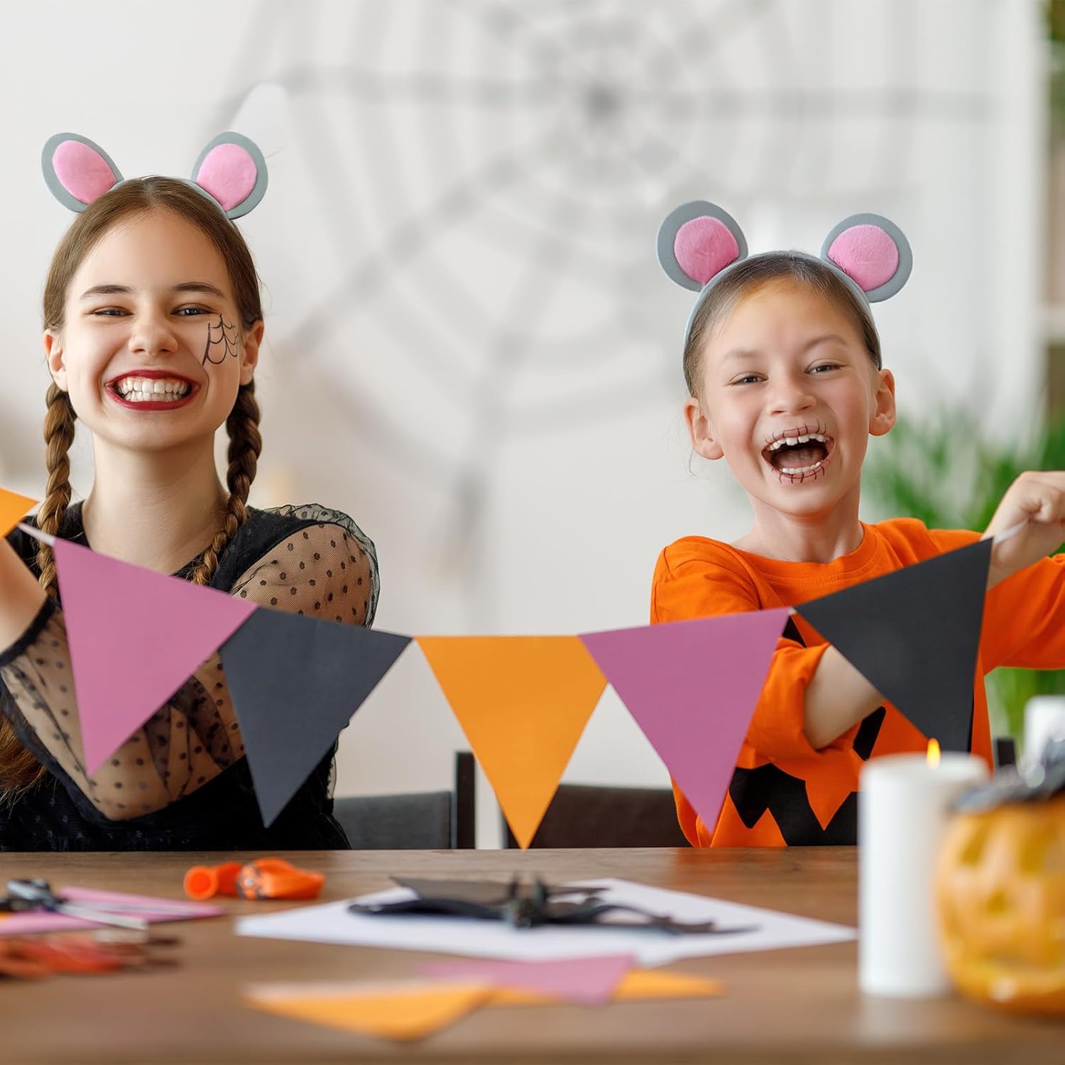 Mouse Ears Headband for Kids and Adults – Gray and Pink Plush Animal Costume Headband for Halloween, Birthday Parties, School Dress-Up Days, and Cosplay Accessories - Image 6