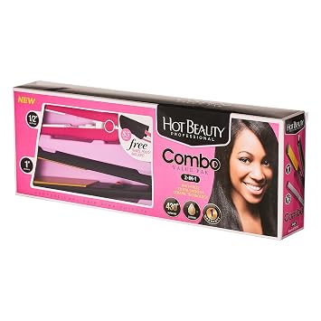 Hot Beauty Ceramic High Heat Level Flat Irons 2-in-1 Value Pack 1 and Mini 1/2 with Free Travel Pouch