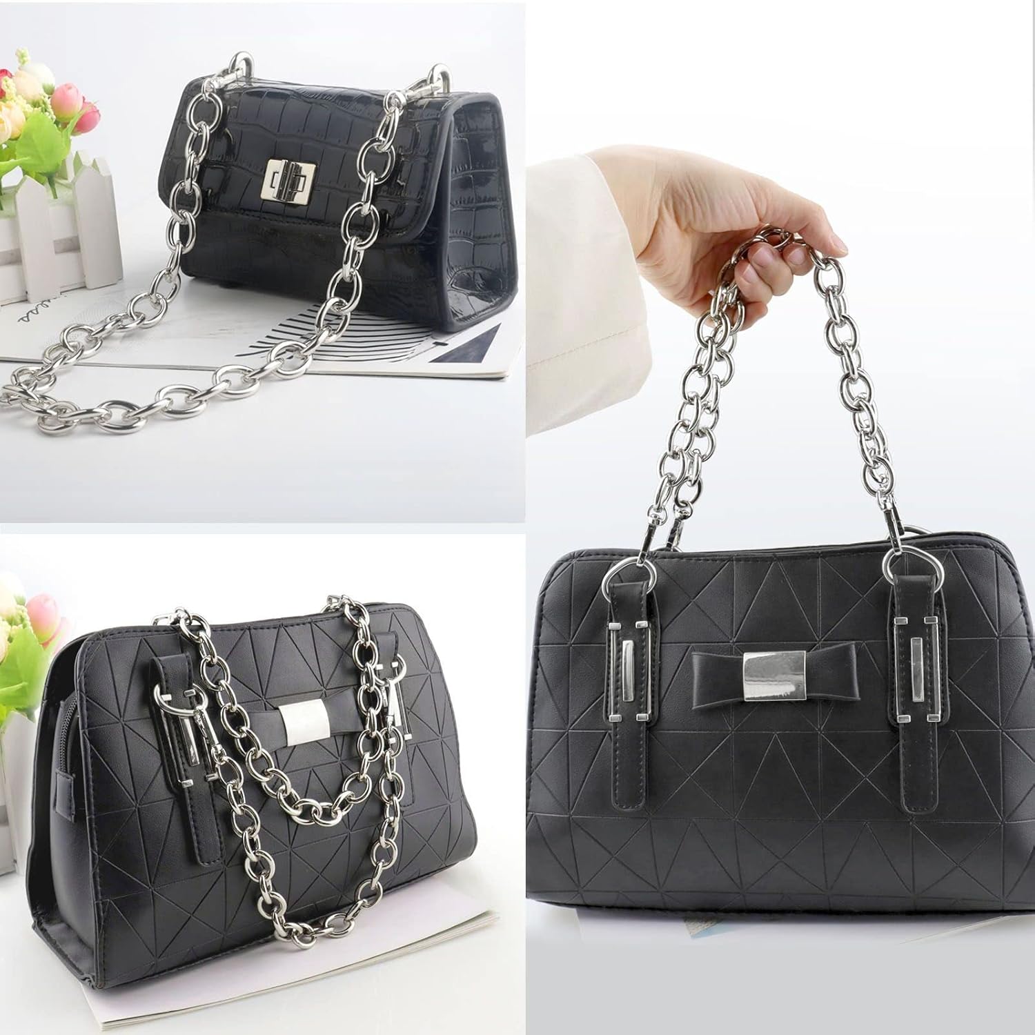 BEAULEGAN Purse Chain Handles Replacement for Handbag or Shoulder Bag 2 PCS, 15.7 Inch Long (Gold) - Image 7