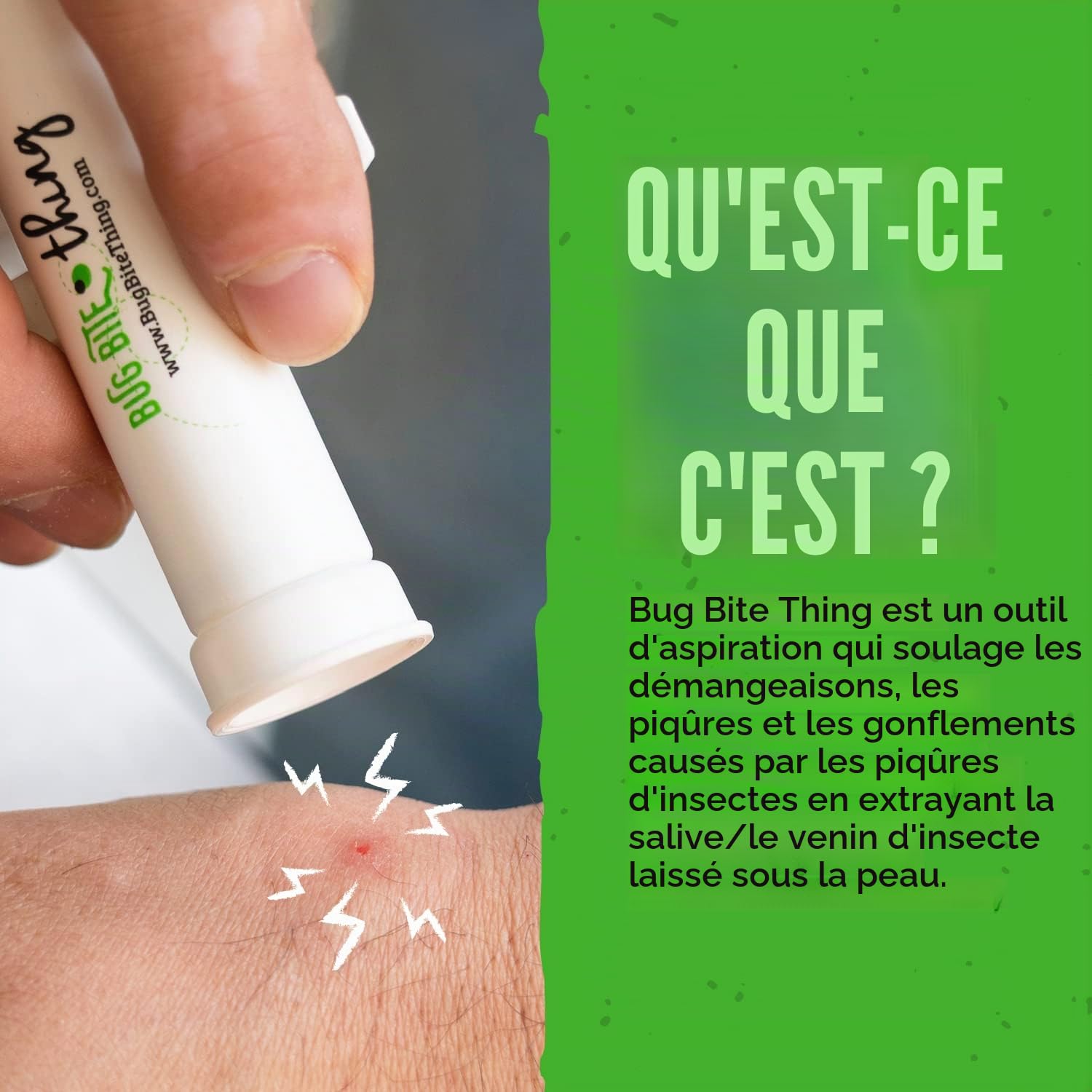 Bug Bite Thing® | L’original Guérisseur de Piqûres Anti Moustique despuis 1983 | Sans produits chimiques anti moustique interieur agit contre les morsures et les piqûres de abeille | Pack de 3 | Blanc