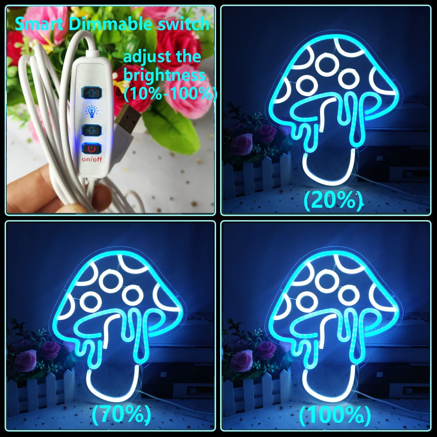 Amazon.co.jp: ネオンサイン、キノコネオンサイン調光可能Ledかわいい