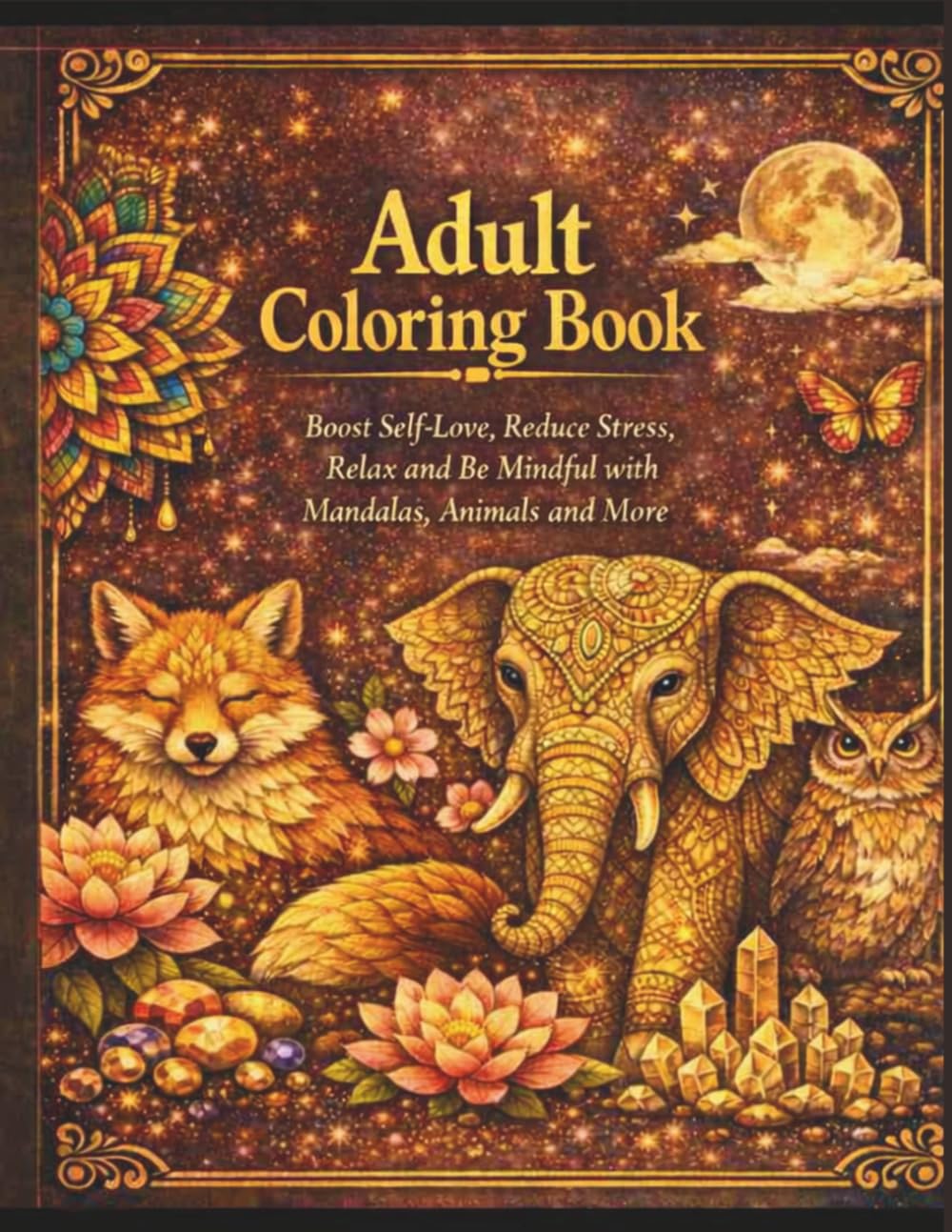 Adult Coloring Book: 30 Beautiful Animal and Landscape Designs for Relaxation, Stress Relief and Mindfulness