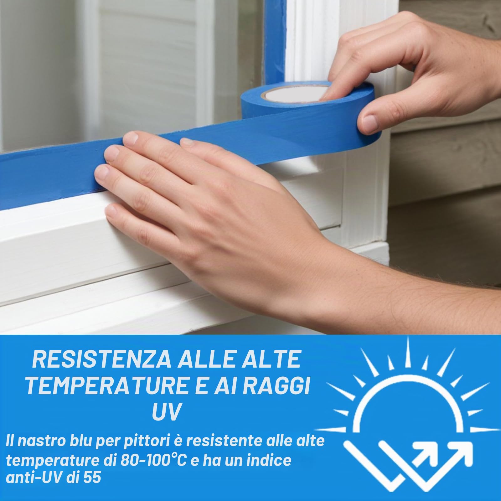 4 Rotoli Nastro Adesivo Carta, 50m x 24mm Nastro Carta Imbianchino Nastro Mascheratura Resistente al Calore per Lavori di Verniciatura Ristrutturazioni Artigianato