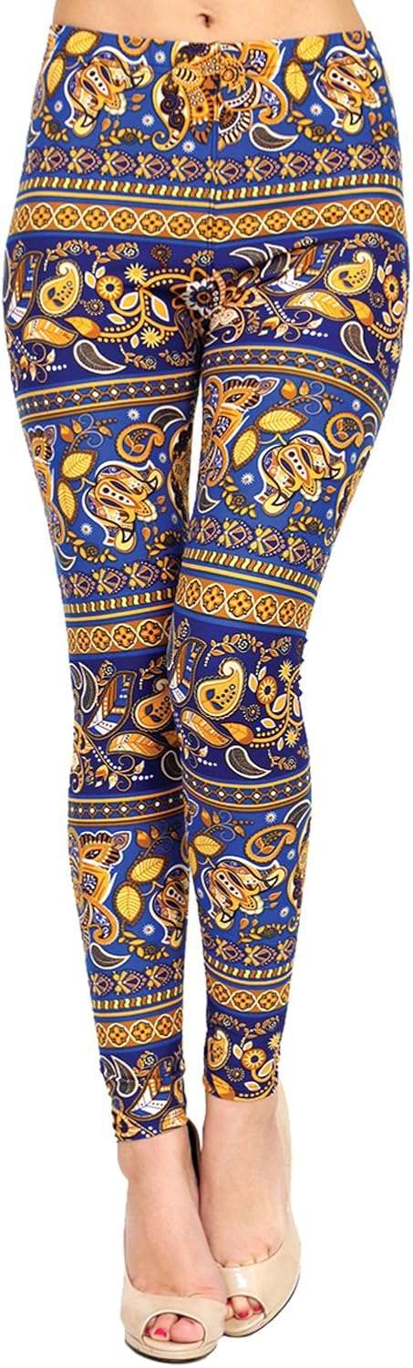 VIV Collection Women's Brushed Buttery Soft High Waist Print Fashion Leggings | Capri & Full Length