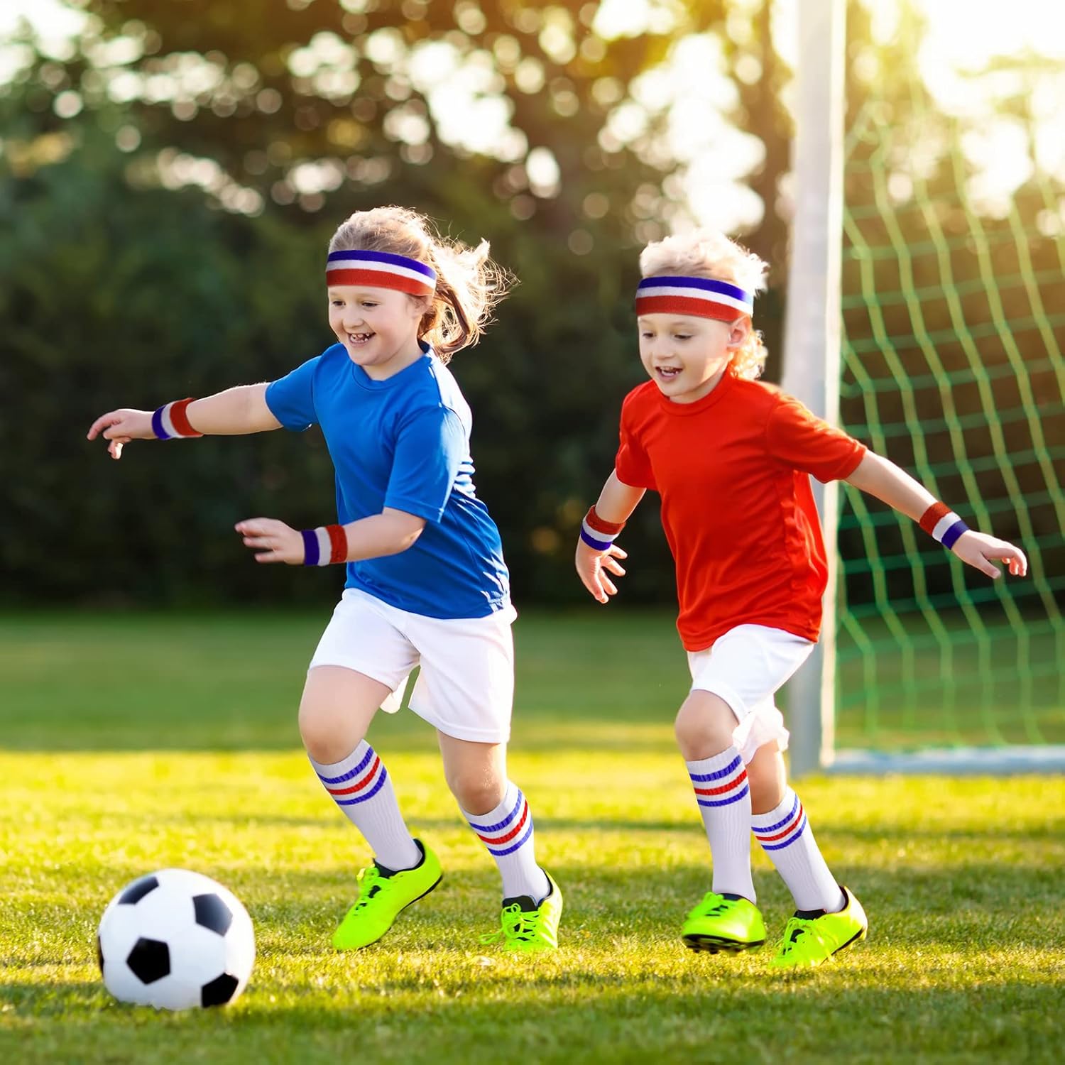 5 Pieces Striped Sweatbands and Striped Socks Set Includes 1 Set Wrist Sweatbands Headbands and 1 Pair High Tube Socks Striped Sports Headbands Set for Men Women Running Yoga Basketball Sports : Sports & Outdoors