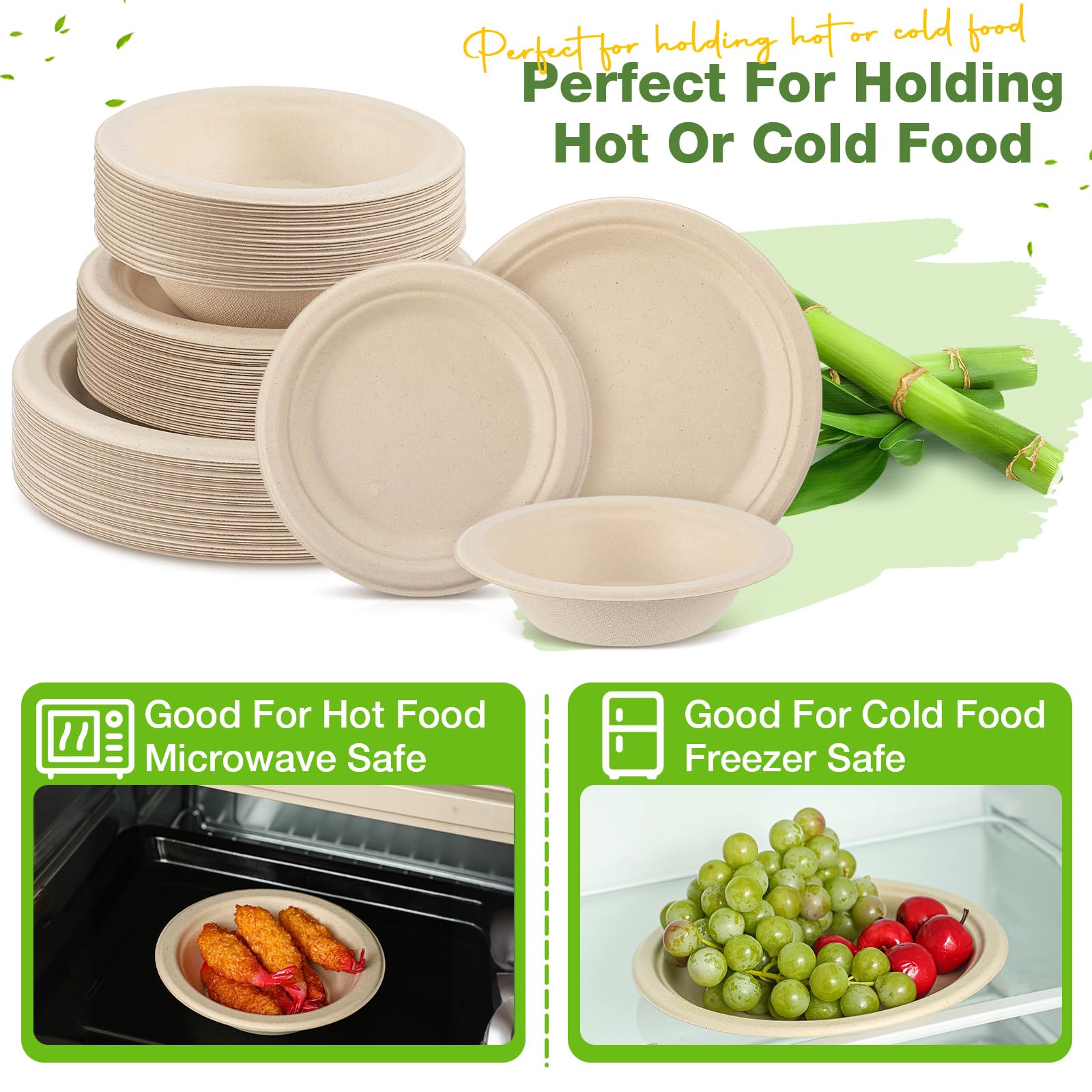 Havawish Compostable Plates & Bowls - 150 Piece Set -4