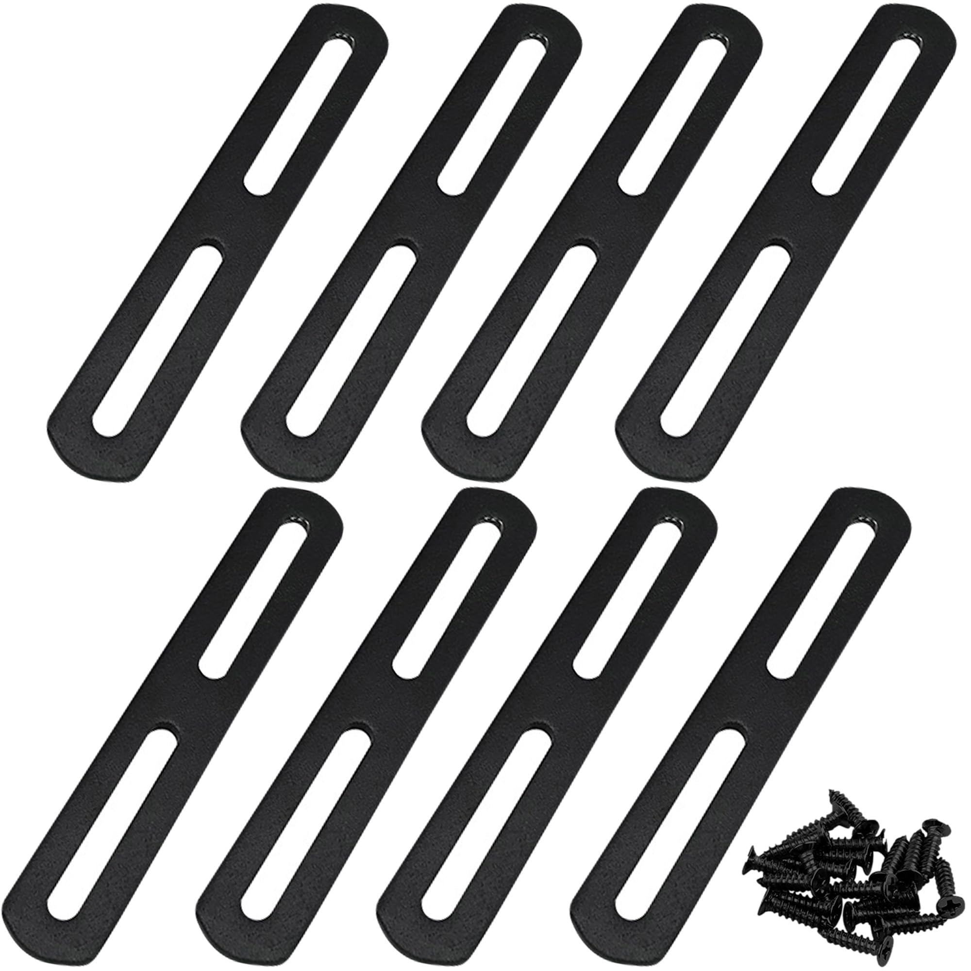 AUXBC 8 PCS 7.8" Black Flat Mending Plate Support with Slots, Straight Stainless Steel Repair Plates Brace Heavy Duty Thicken Fixing Bracket Connector