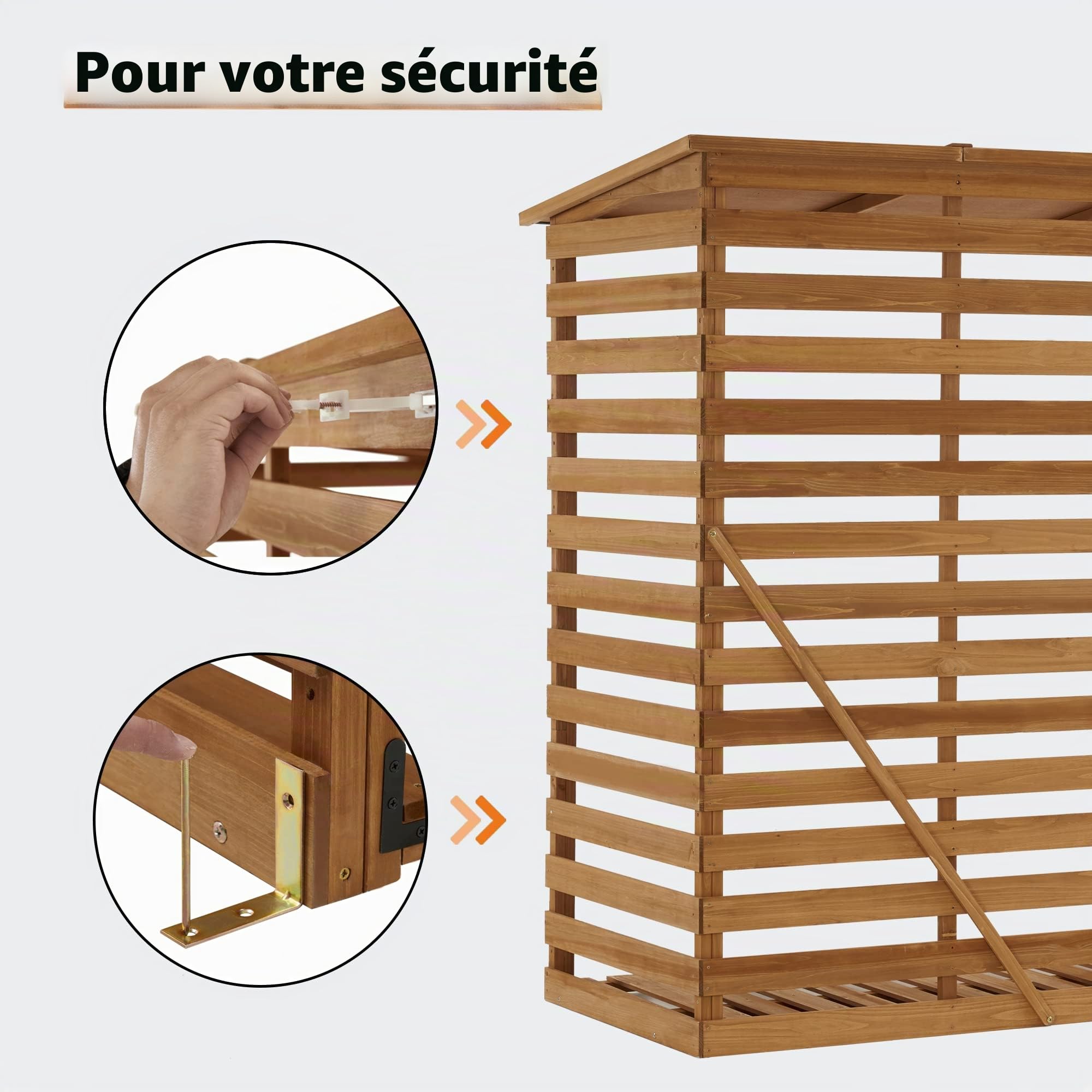 M MCombo Étagère à bois extérieure 90 × 185 × 186 CM avec couverture imperméable