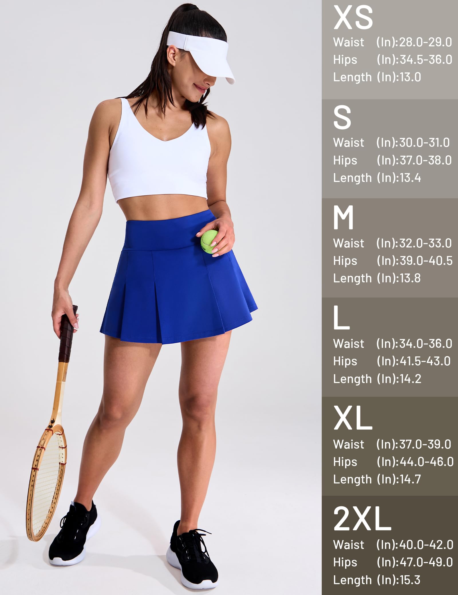 MIER Gonna da tennis da donna, a pieghe, con tasca interna, a vita alta, per corsa, allenamento, sport