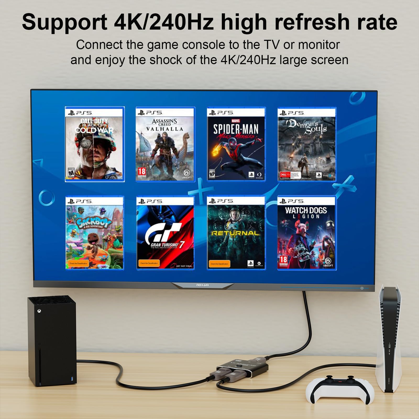 DisplayPort 2.1 16K 8K 10K DP Switch Bidirectionnel 8K@120Hz 4K@240Hz Splitter Converter pour Plusieurs Sources et Affichages
