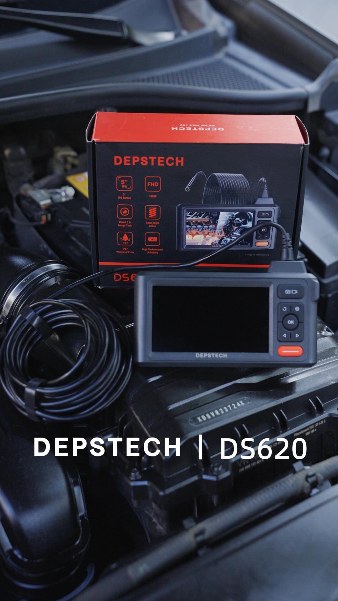 Image of DEPSTECH Inspection Endoscope Camera with Lights: Triple Lens 5 inch IPS Screen Snake Camera with 16.5FT Flexible Cable, Waterproof 1080P Industrial Borescope Tool for Auto, Wall, Sewer, Pipe, Mechanics