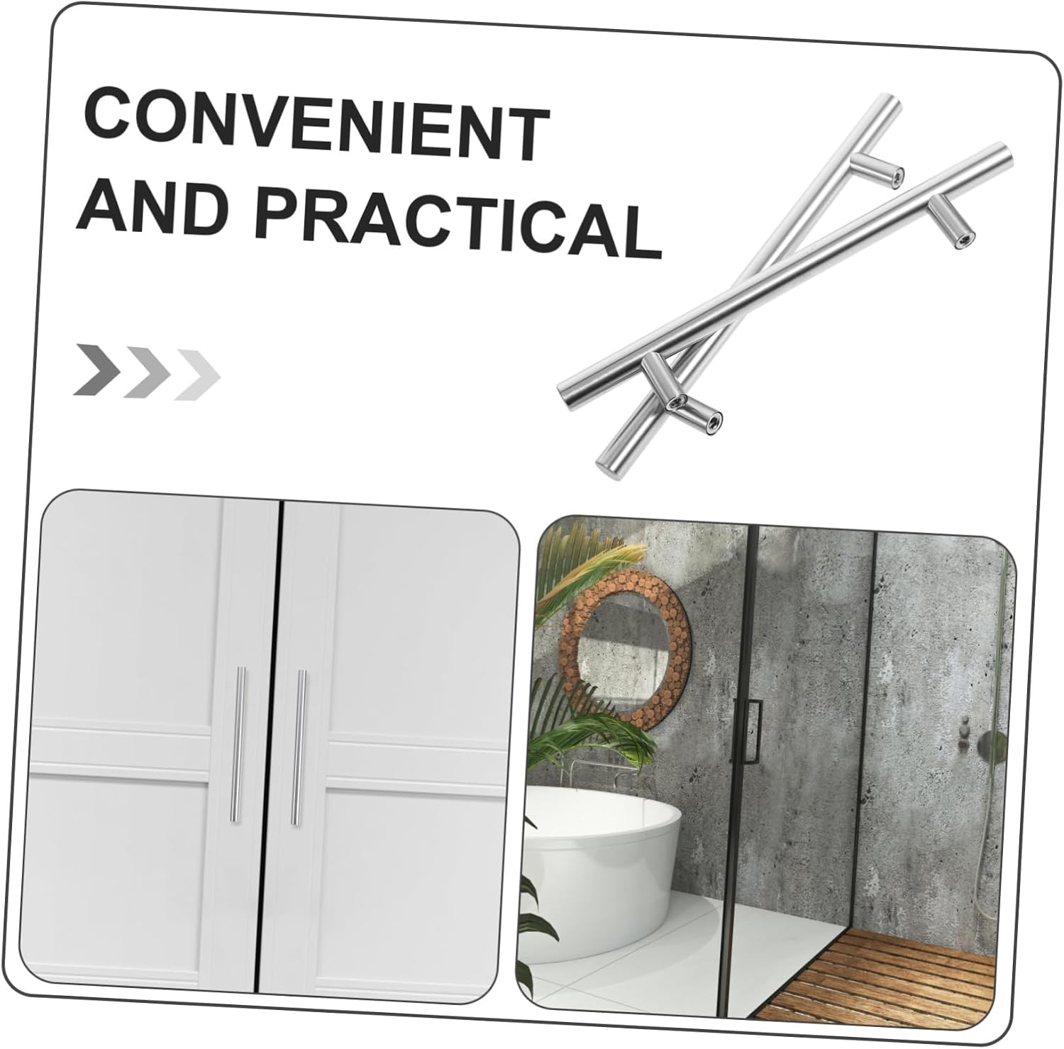GLEAVI 2pcs Stainless Steel Handles for Kitchen Cupboard Cabinet Drawer Dresser Bathroom Easy Installation