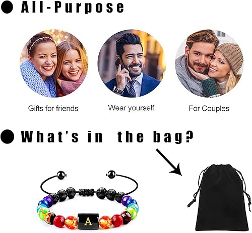 Miniatura 6 de malyunin Pulsera inicial para aliviar el estrés para mujer, pulsera de yoga y chakras para mujeres, pulsera de cristal curativo, pulsera de aceite