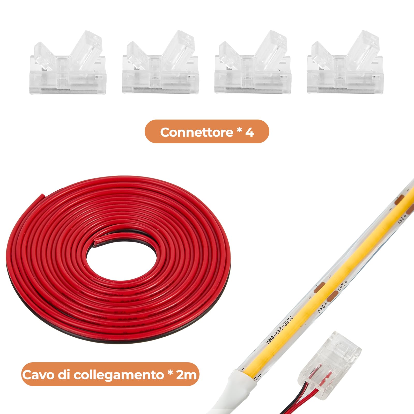Enteenly Striscia LED COB Bianco Caldo 3 Metri, Kit Luce Striscia Sottopensile con Telecomando RF per Vetrina, Cucina, Scrivania, Mensola, Armadio, con Adattatore 24V, 2700K