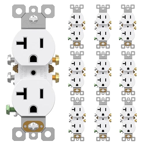 Miniatura 20 de AIDA Paquete de 20 tomacorrientes de receptáculo dúplex de 15 A 125 V, toma de corriente eléctrica de pared, toma de corriente dúplex, grado