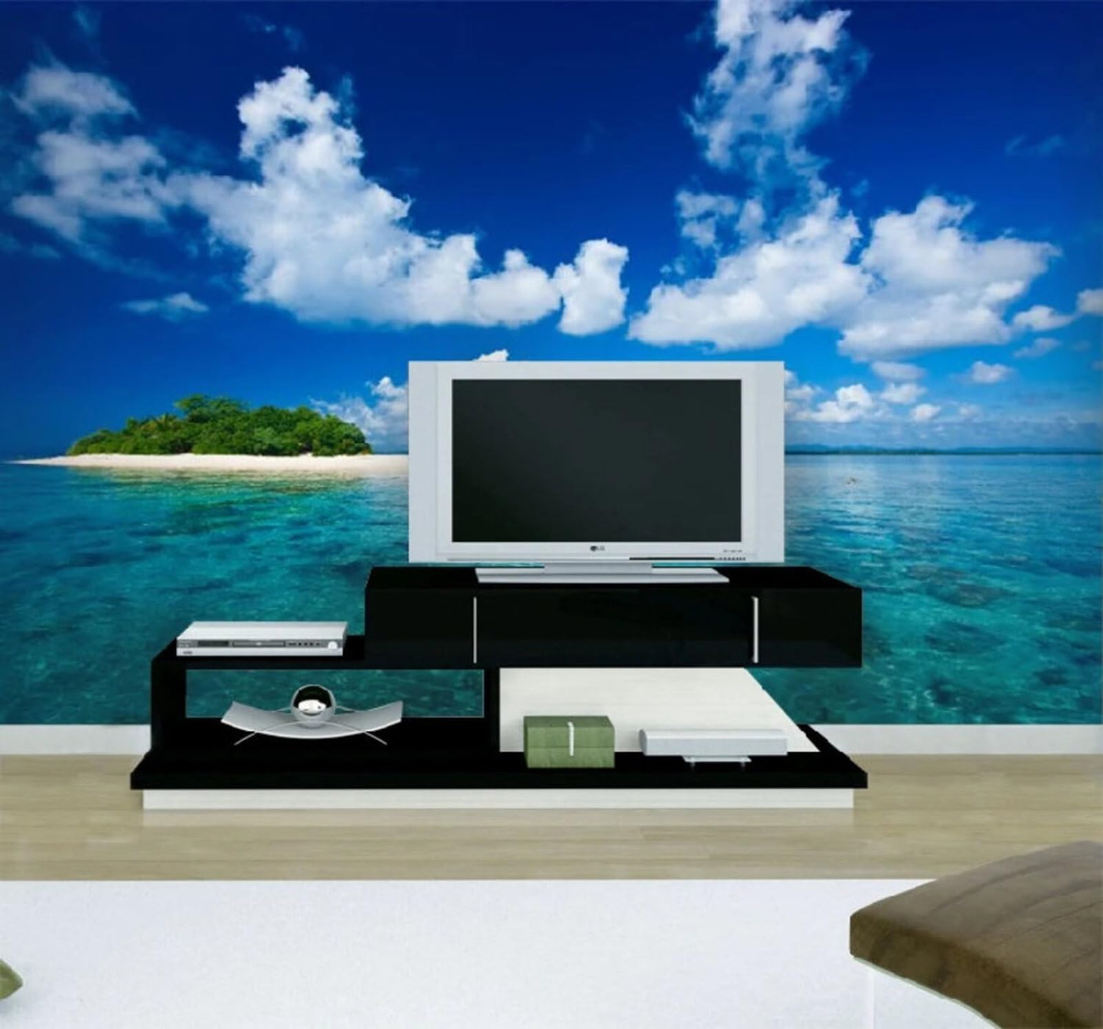 Fresh Natural Scenery Blue Sky Sea 3D Wallpaper Easy Install Feature Office Living Room Sofa Bedroom TV Background Wall Decoration-300cm×210cm