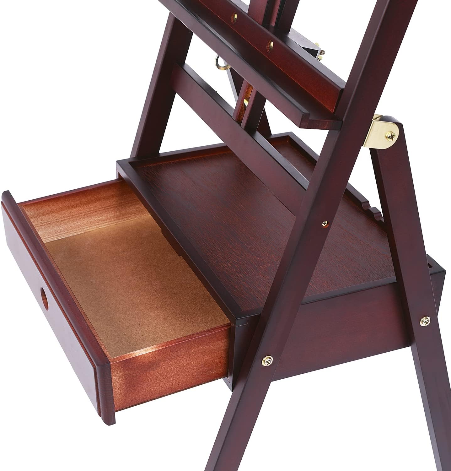 MEEDEN Studio H-Frame Easel with Storage Drawer - Adjustable (60"~75") Forward Tilting Solid Beech Wood Easel Stand for Artists, Students & Beginners, Holds Canvas Art up to 36", Deep Walnut