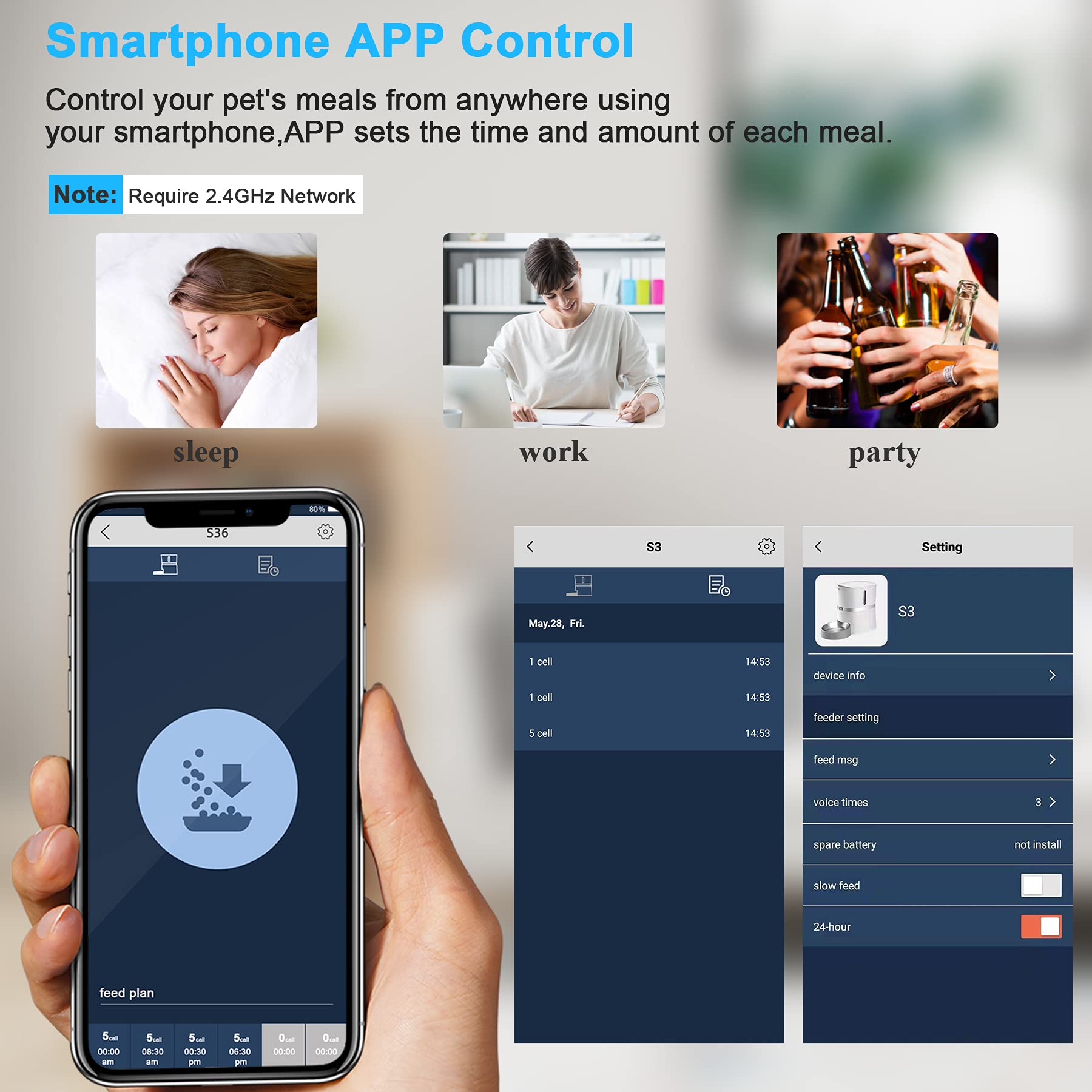 Distributeur Croquettes Chat Automatique 4L pour Chats & Chiens | Intelligent WiFi 2.4G | contrôle APP | Programmable | Bols Doubles | Fonction d'enregistrement 10s | Max.6 Repas (Blanc) | Intelligent Distributeur Croquettes 2.4G WiFi, Contrôle APP ,Progr