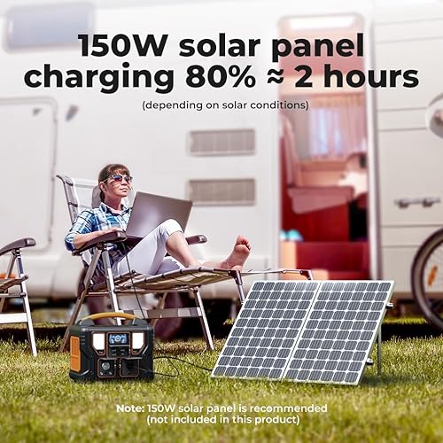 Miniatura 3 de VOSFEEL Generador solar portátil de 299 Wh con toma de corriente alterna de onda pura (panel solar no incluido)