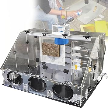 Spray Booth Portable Airbrush,40w Model Spray Booth Cabinet,Cake Craft Table Paint Spray Box Set,with Led Lights/Exhaust,for Craft Table,Cake Model,Craft,Nail Transparent-70x47x40cm