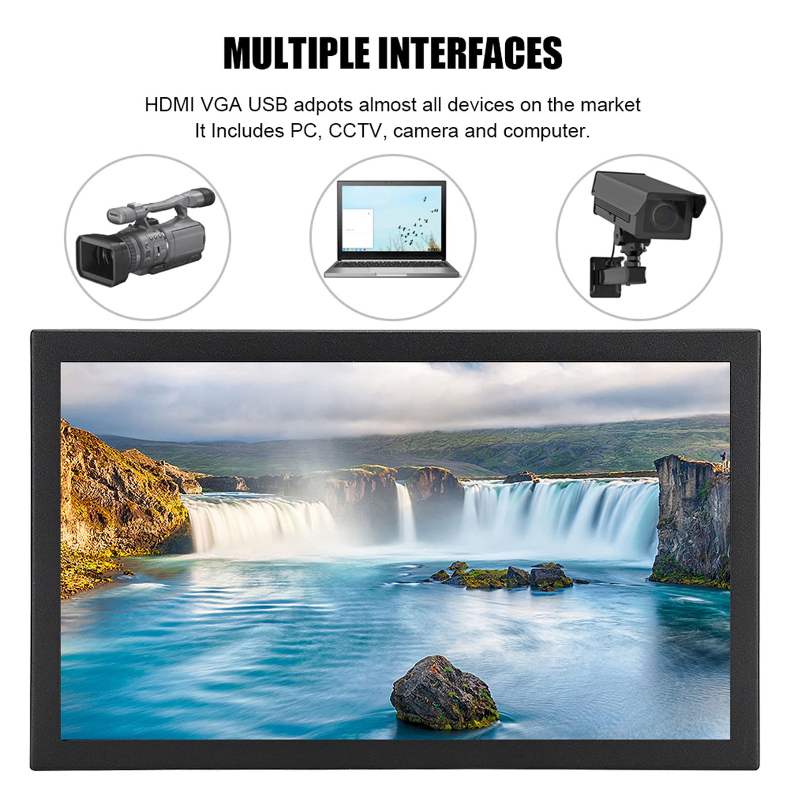 VBESTLIFE , 11,6 Zoll 16: 9 Widescreen 1920 X 1080 Full HD TFT-Bildschirm Industriemonitor, Ganzmetallgehäuse, 5 Ms Reaktionszeit, HDMI VGA Dual Input,(EU)