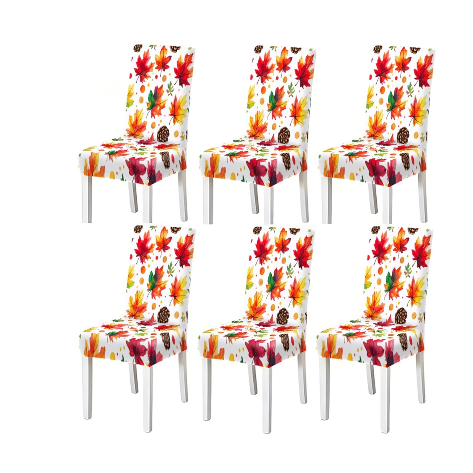Bosuybn One Color Dining Chair Covers 2/4/6 Pieces, Stretch Slipcovers Autumn Maple Leaf Pattern Fall Harvest Style For Kitchen Dining Room Home Furniture Protectors For Home Dining Room(6Pcschair Cover)