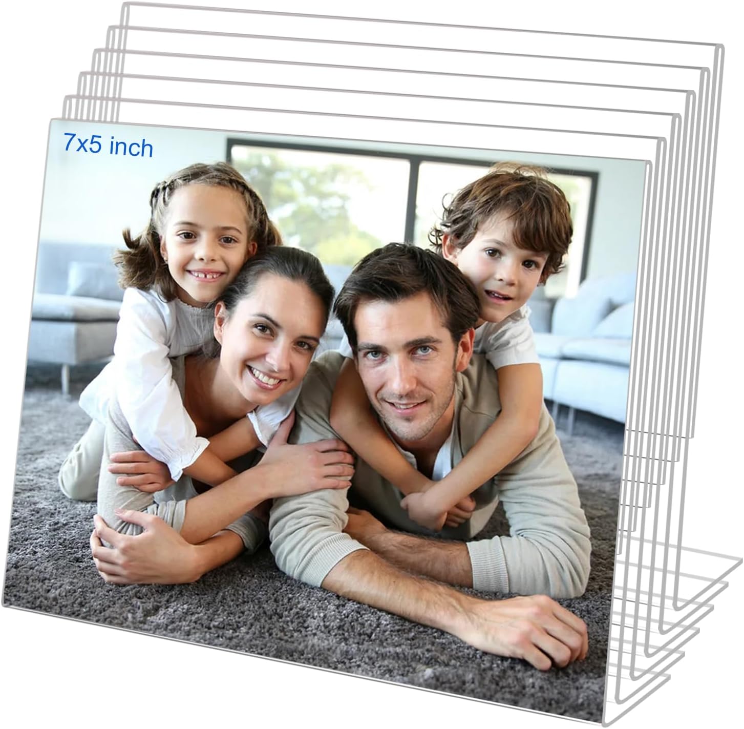 5x7 Acrylic Picture Frames, Set Of 6 Clear Acrylic Frameless Gift for Desktop Displ...