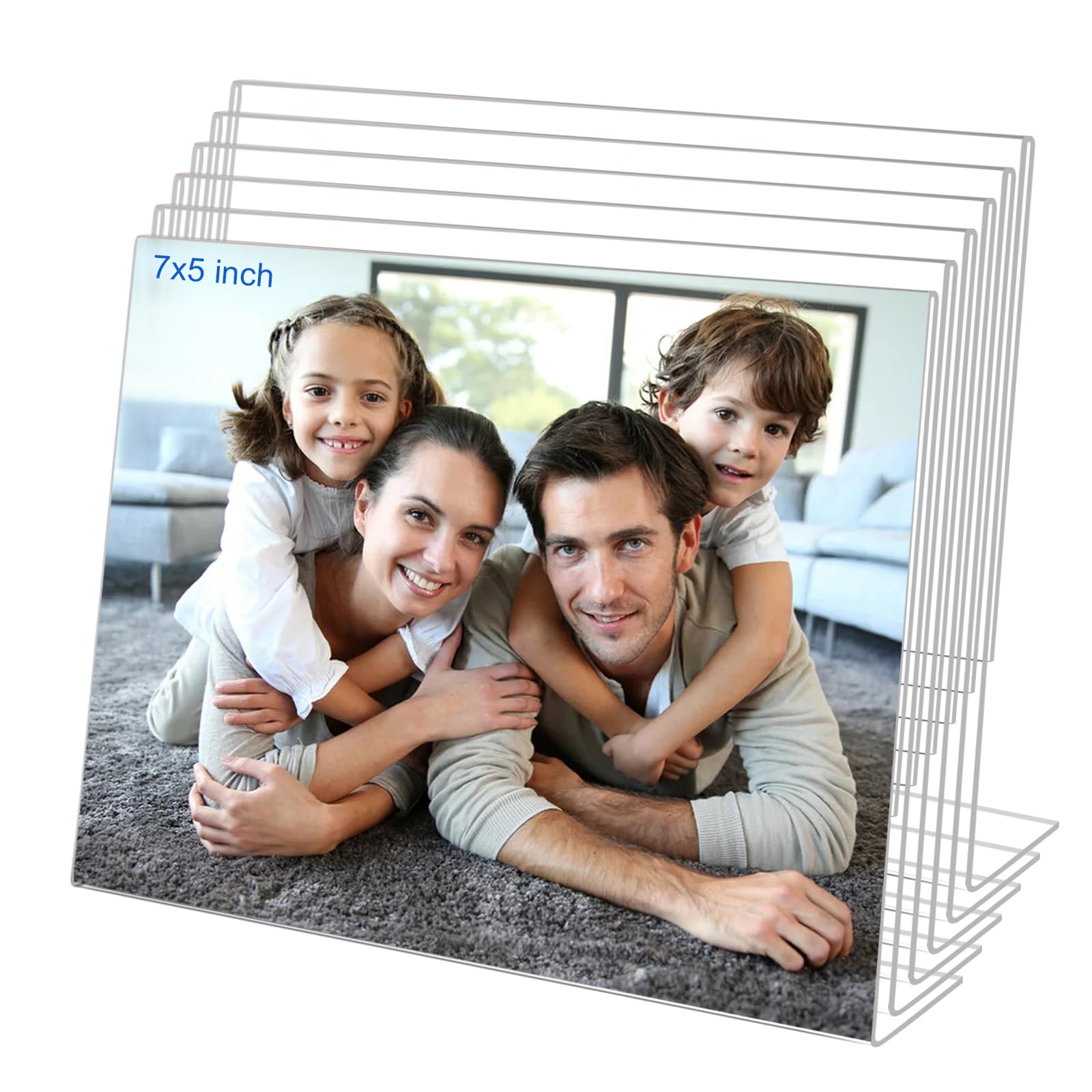 7x5 Acrylic Picture Frames, Set Of 6 Clear Acrylic Frameless Transparent Frame Gift for Desktop Display, Vertical Standing Picture or Display Sign Holder with Inserts for Home Office โ image 1