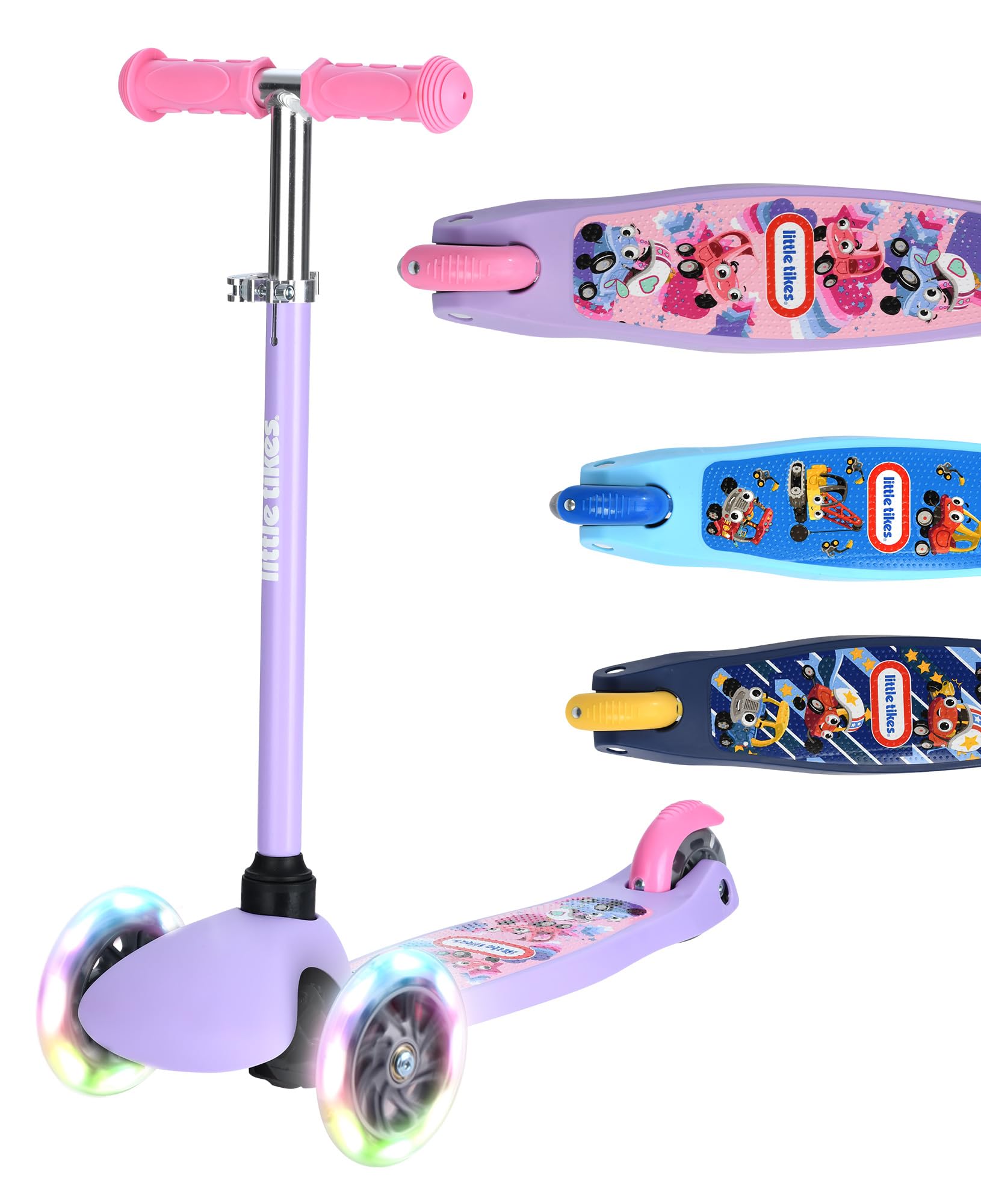 BOLDCUBE x Little Tikes Teeny 3 Wheel Scooter Age 2-6 Years Old Kick Scooter with LED Flashing Wheels - 3 Wheeler Birthday Gift Present for Boys Girls Age 3+