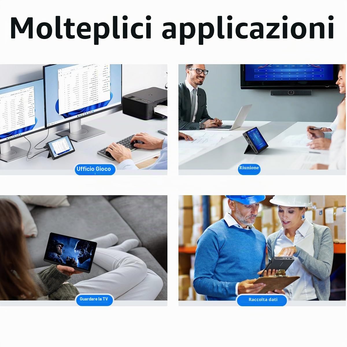 Mini PC Computer N200 con Schermo, Tablet con RAM 16GB Integrato, 512GB SSD | N200 (Aggiorna N150), Wifi6 BT5.2 Batteria 3400mAh, Portable PC 7 Pollici Schermo Tattile con Ventola