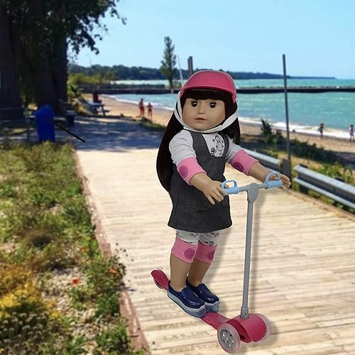 Miniatura 2 de The New York Doll Collection Juego de casco y scooter de muñeca de 18 pulgadas, accesorios de muñecas de 18 pulgadas, accesorios de bicicleta para
