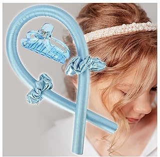 HJINGBIN Curling Rod Curling Curls Curls com Cabelo Sem Calor Cachos para Cabelo Longo Meias Sem Calor Cachos para Cabelo Longo Durante a Noite, Azul