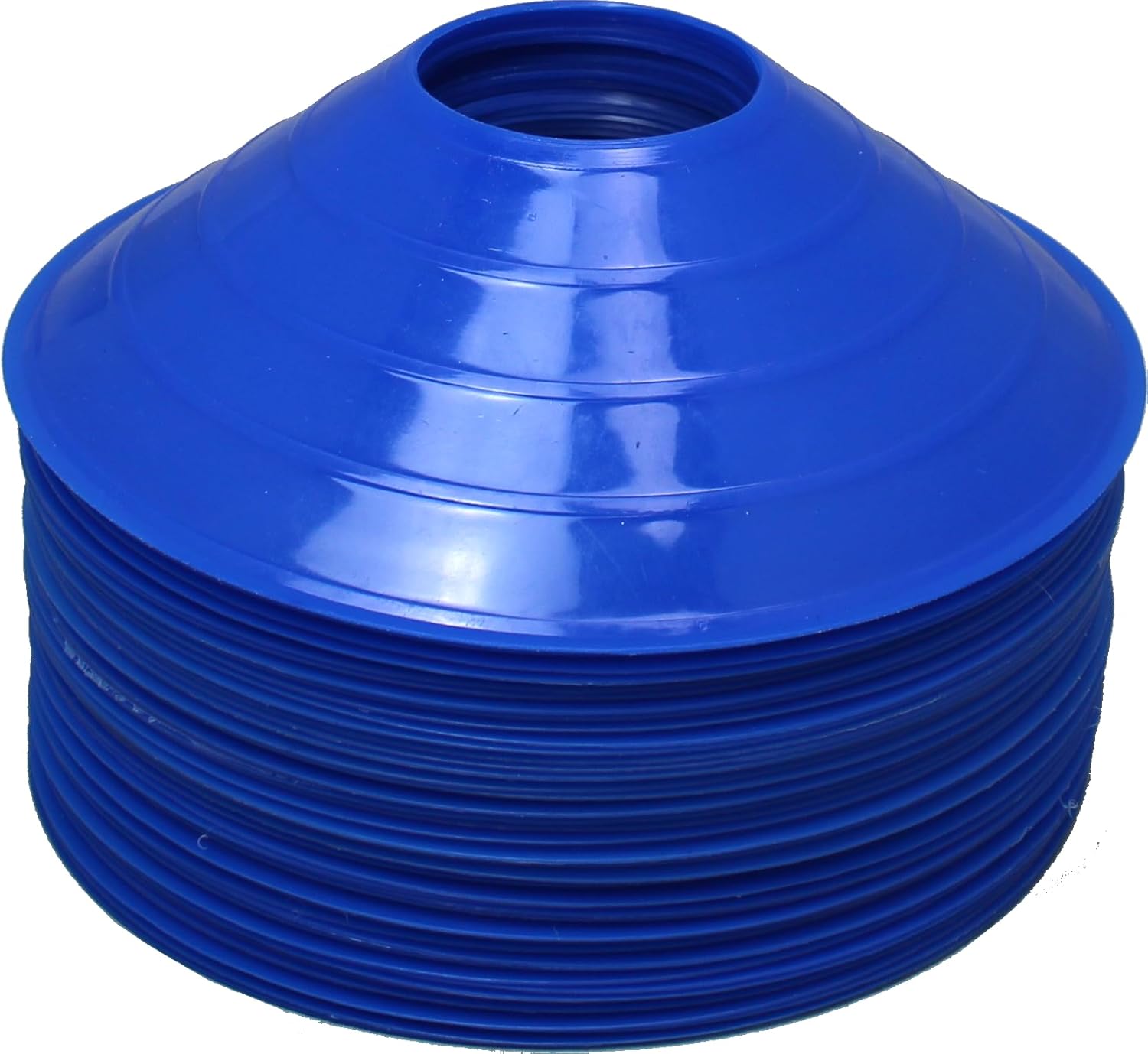 BlueDot Trading High Visibility Disc Cones for Sports, Agility Training, Soccer, Football, Field Cone Markers for Adults or Kids, Blue, Quantity 100-Pack
