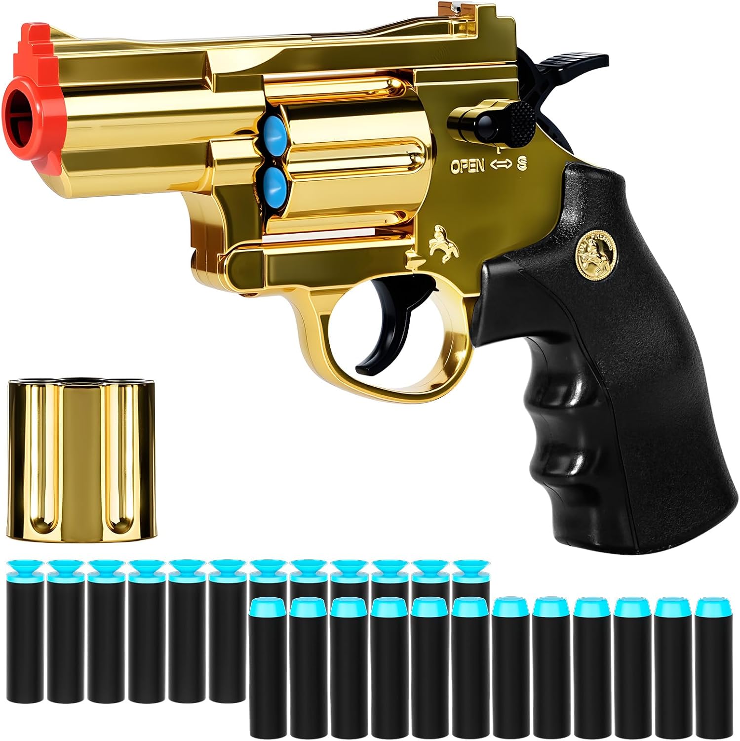 Toy Gun Foam Blaster Soft Bullet Toy Revolver, EVA Safety Soft Bullets Educational Shooting Game Toys,a Surprise Gift for Boys Teens Birthday Christmas（Electroplated Silver）