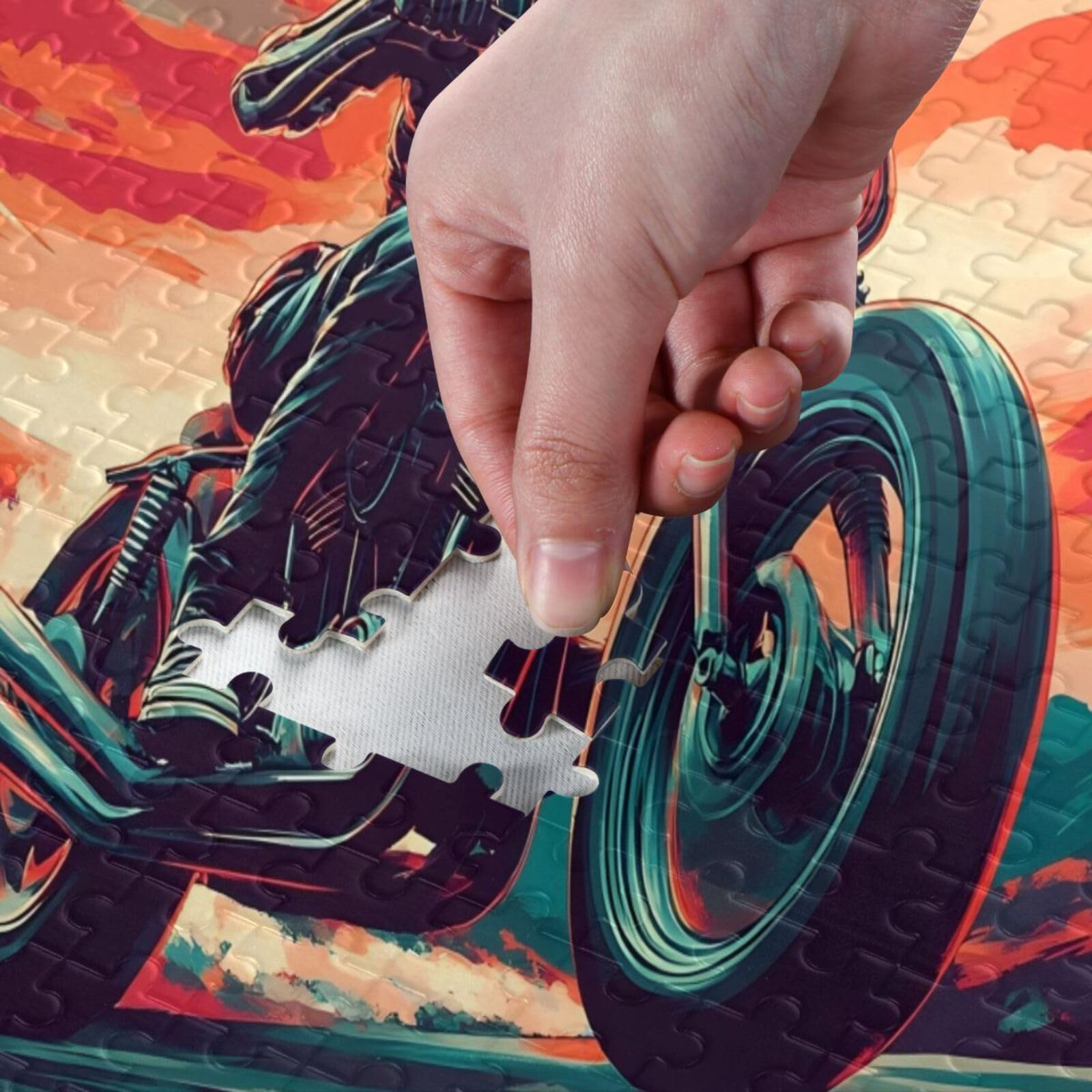 Amazon.com: Jihqo Cool Skeleton Motorcycle Jigsaw Puzzle 500