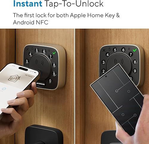 Miniatura 2 de ULTRALOQ Bolt NFC, el primer bloqueo inteligente del mundo con llave de inicio Apple y Android NFC Tap para desbloquear, cerrojo Wi-Fi integrado,