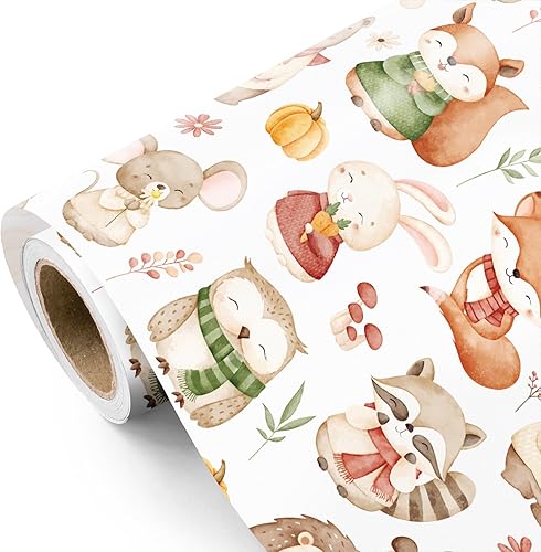 Miniatura 11 de WRAPAHOLIC Rollo de papel kraft para envolver regalos de baby shower - Rollo mini - 17 pulgadas x 16.5 pies - Papel de regalo con animales del