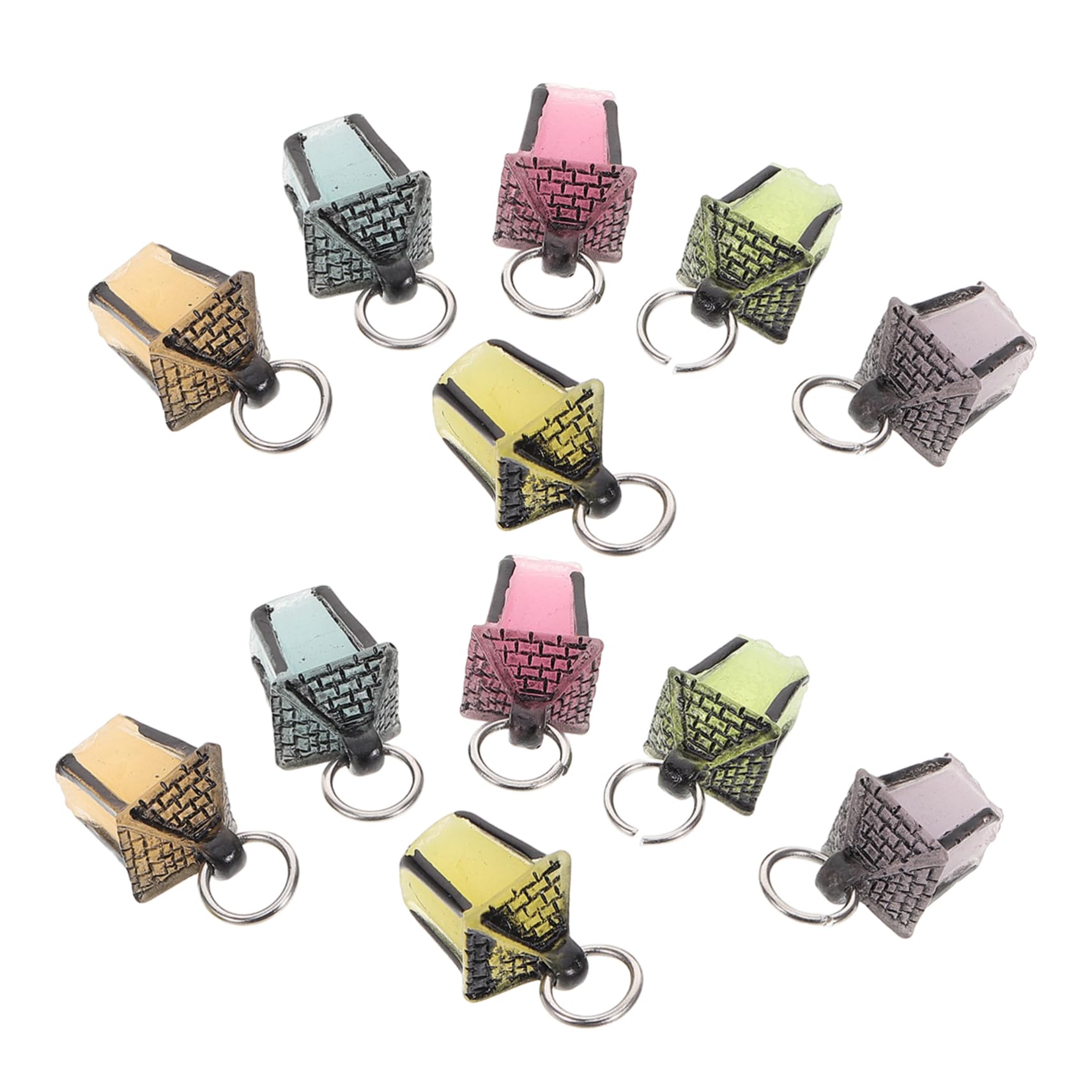 BESTonZON 12pcs Miniature Lanterns Artificial Resin Crafts Enchanting Glow Decorative Window Adornments for Home Party and Holiday Decor Colors of Each Unique DIY Aesthetic