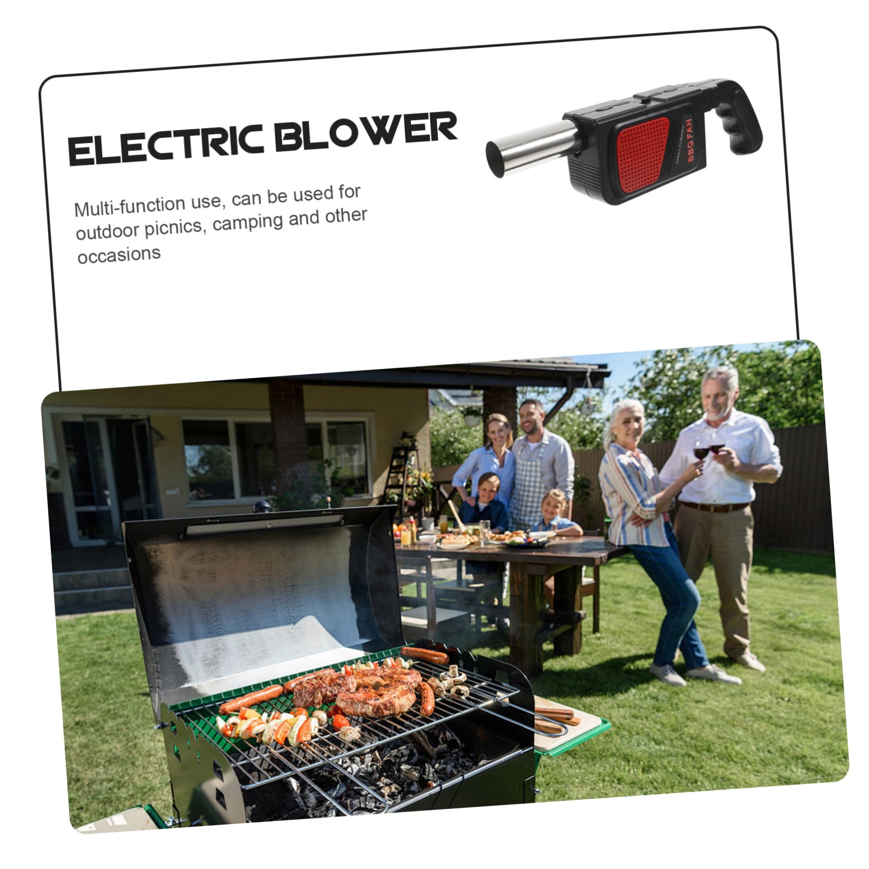 iplusmile Soffiatore Elettrico per Barbecue Esterno, 2 Pezzi, 4 Aa