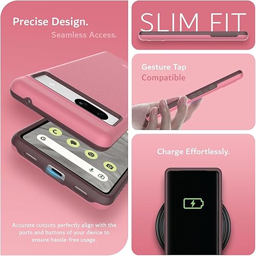 Vista 90 de TUDIA MergeGrip - Funda para Google Pixel 7a 2023, [probada en caídas de grado militar] borde elevado para protección de pantalla y cámara, doble