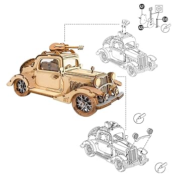 【立体木製】アート Amazon | Robotime 立体パズル 木製パズル バイク クラフト