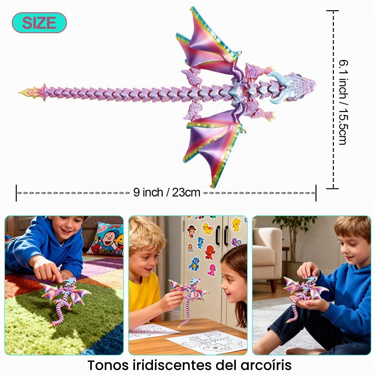 Dragón Articulado con Alas Impreso en 3D – Fidget spinner Flamewing, juguete de Cómo entrenar tu dragón, Dragon Juguete Flexible con Articulaciones Móviles, Decoración Hogar y Oficina, Regalo Navidad