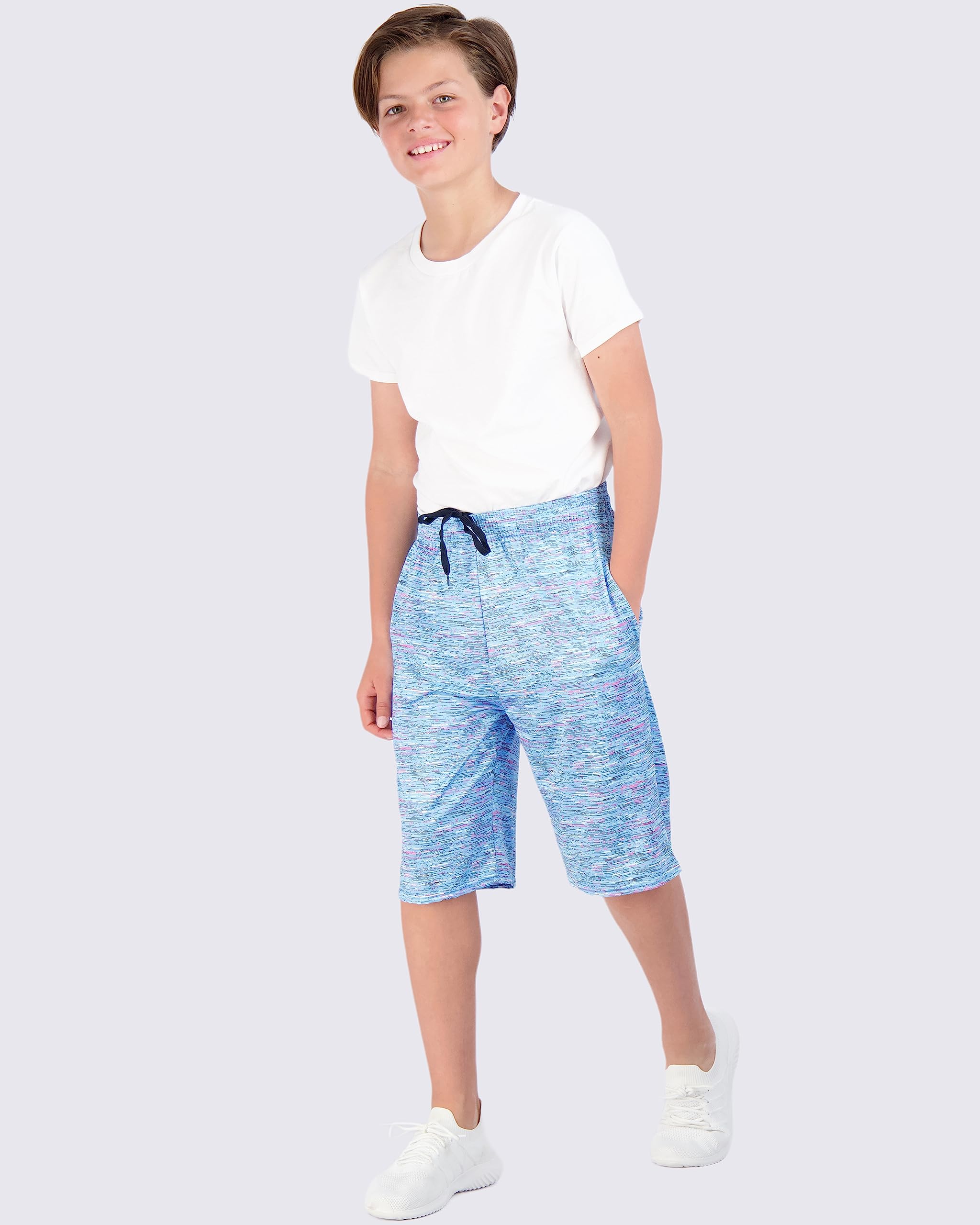 Real Essentials 5-Pack Boys' Dry-Fit Active Athletic Performance Basketball Shorts with Pockets