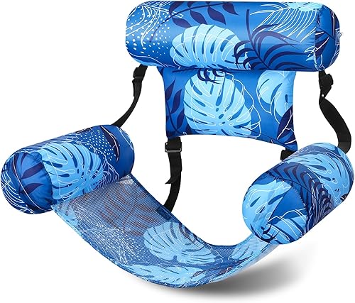 Flotadores inflables para piscina, sillas flotantes para adultos, hamaca ajustable, silla flotante de agua, natación, patrón de plantas tropicales